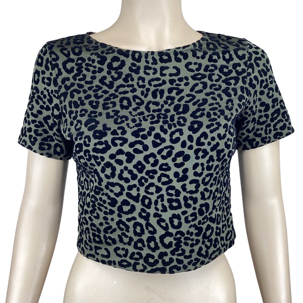 Aqua Bloomingdale’s Crop Top Size XS Xsmall Velvet Burnout‎ Animal Print Leopard